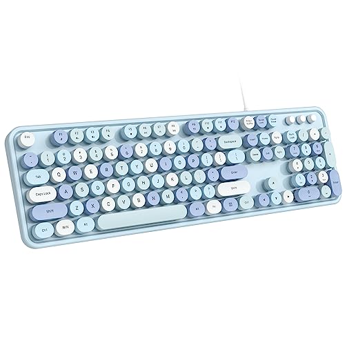 Dilter USB Typewriter Keyboard with Number Pad - Blue