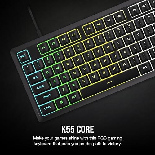 Corsair K55 CORE RGB Gaming Keyboard - Quiet & Responsive