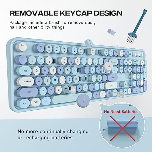 Dilter USB Typewriter Keyboard with Number Pad - Blue