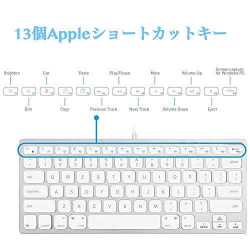 Macally Compact Wired Keyboard for Mac & Windows