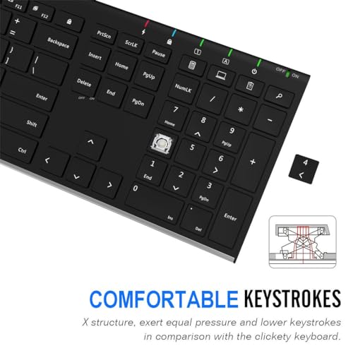 Arteck Ultra Slim Wireless Keyboard with Numeric Keypad