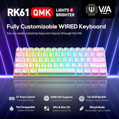 RK61 60% Wired Mechanical Gaming Keyboard - RGB