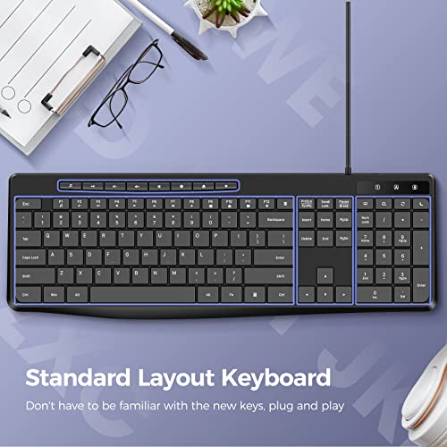 Quiet Multimedia USB Keyboard with Chiclet Keys