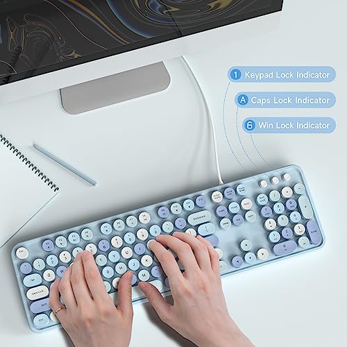 Dilter USB Typewriter Keyboard with Number Pad - Blue