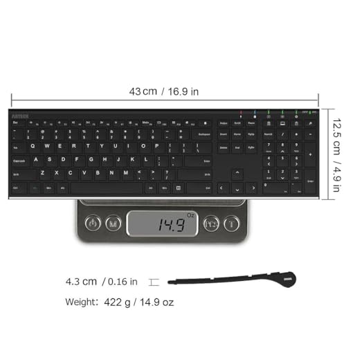 Arteck Ultra Slim Wireless Keyboard with Numeric Keypad