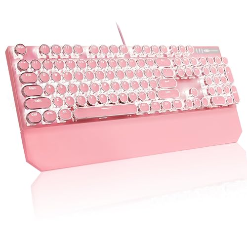 MageGee Retro Pink Mechanical Gaming Keyboard with LED