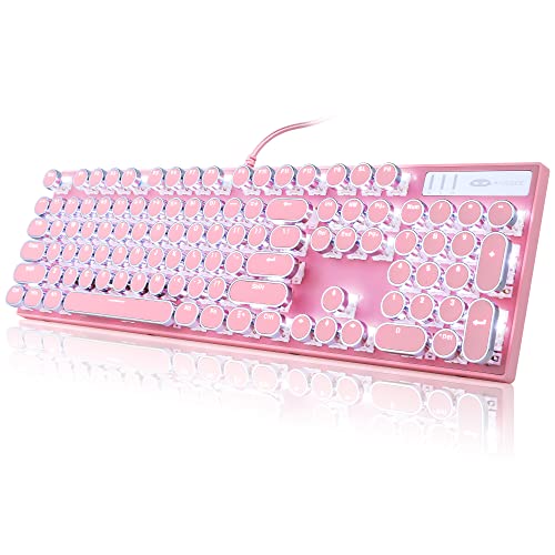 Pink Retro Typewriter Mechanical Gaming Keyboard