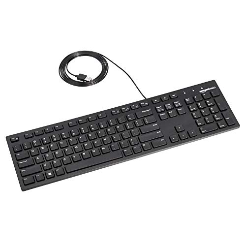 Amazon Basics Slim Wired USB Keyboard - Matte Black