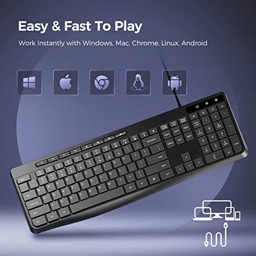 Quiet Multimedia USB Keyboard with Chiclet Keys