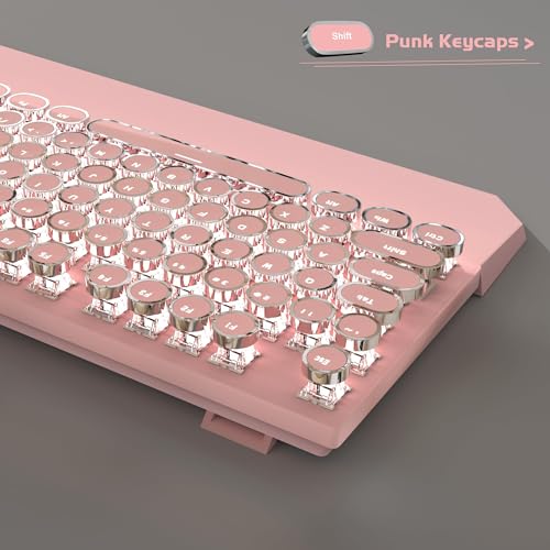 MageGee Retro Pink Mechanical Gaming Keyboard with LED
