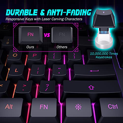 Yesbeaut Rainbow LED Gaming Keyboard with Wrist Rest