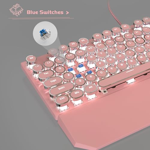 MageGee Retro Pink Mechanical Gaming Keyboard with LED