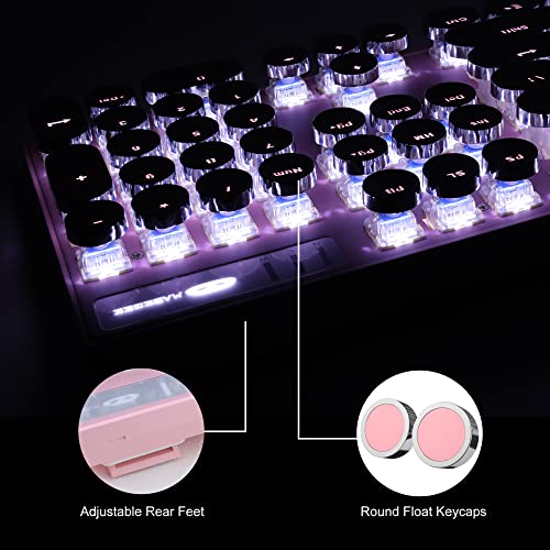 Pink Retro Typewriter Mechanical Gaming Keyboard