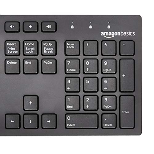 Amazon Basics Slim Wired USB Keyboard - Matte Black