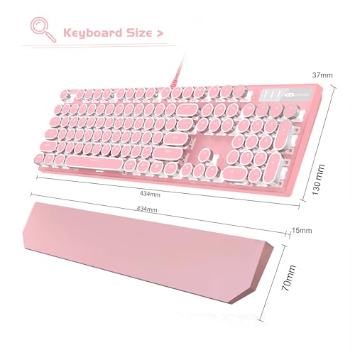 MageGee Retro Pink Mechanical Gaming Keyboard with LED