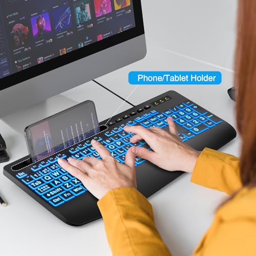 SABLUTE Backlit Wired Keyboard with Phone Holder
