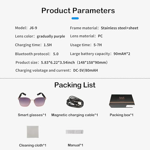 RERBO Bluetooth Smart Sunglasses with Open Ear Sound