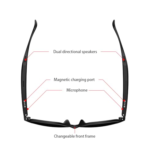 Bluetooth Smart Glasses with Speakers - Black
