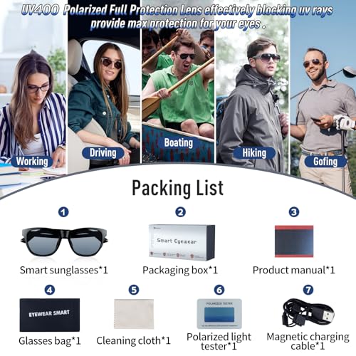 COSMOING Bluetooth Smart Glasses with UV Protection