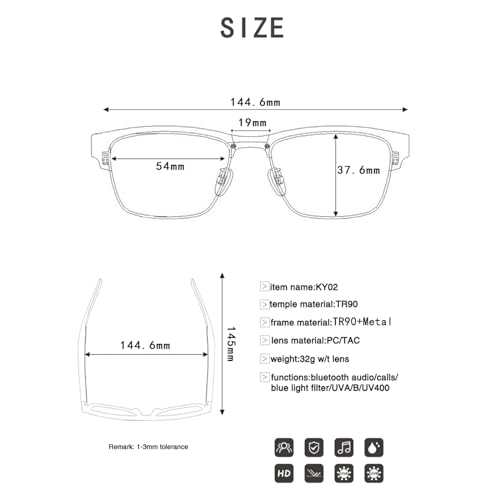 Bluetooth Smart Glasses with Microphone and Anti-Blue Light