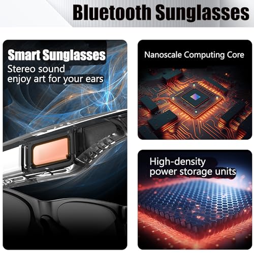 Bluetooth Smart Glasses with Speakers - Black