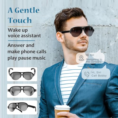 DYOATO Bluetooth Smart Glasses with Mic & Speakers