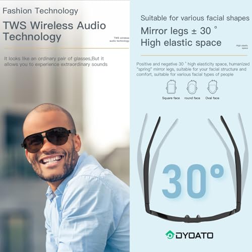DYOATO Bluetooth Smart Glasses with Mic & Speakers