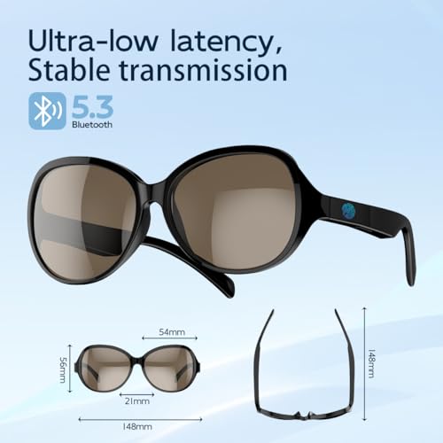 Smart Bluetooth Audio Glasses with Mic & Speaker
