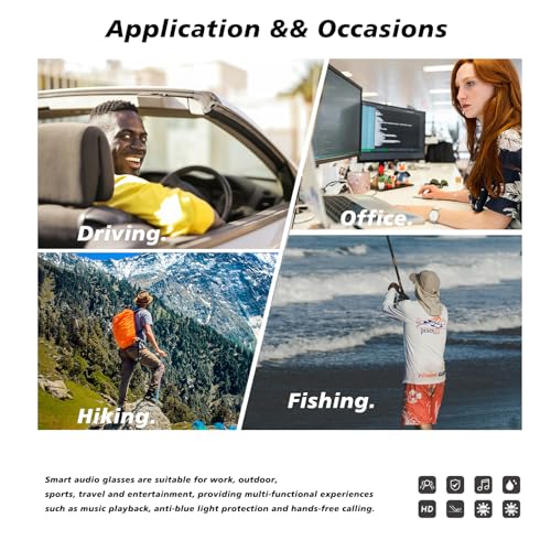 Fecoul Smart Bluetooth Glasses with Audio & Mic