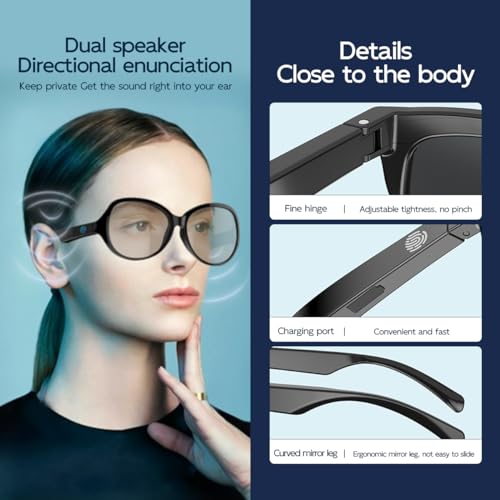 Smart Bluetooth Audio Glasses with Mic & Speaker