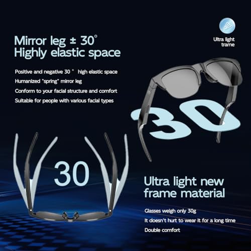 Smart Bluetooth Audio Glasses with Mic & Speaker