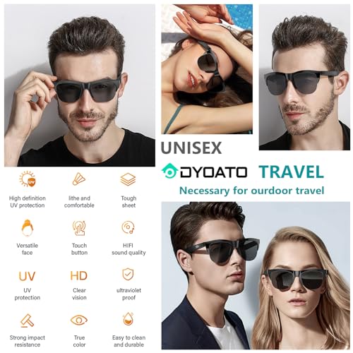 DYOATO Bluetooth Smart Glasses with Speakers & Mic
