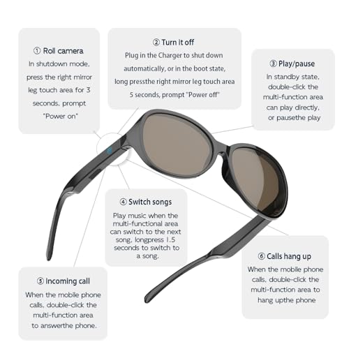 Smart Bluetooth Audio Glasses with Mic & Speaker