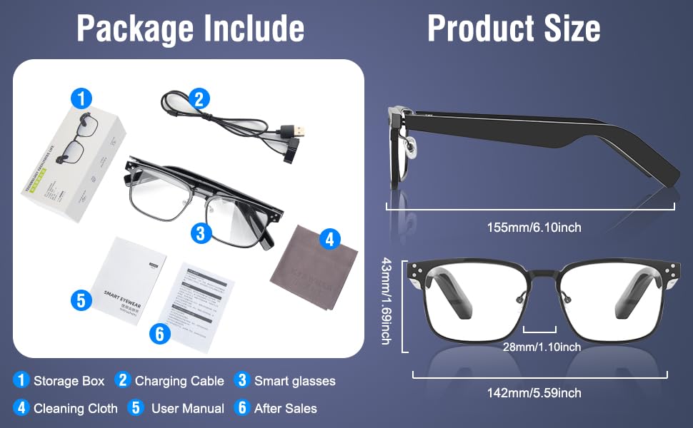 YUXIMAOYI Bluetooth Audio Smart Glasses for All