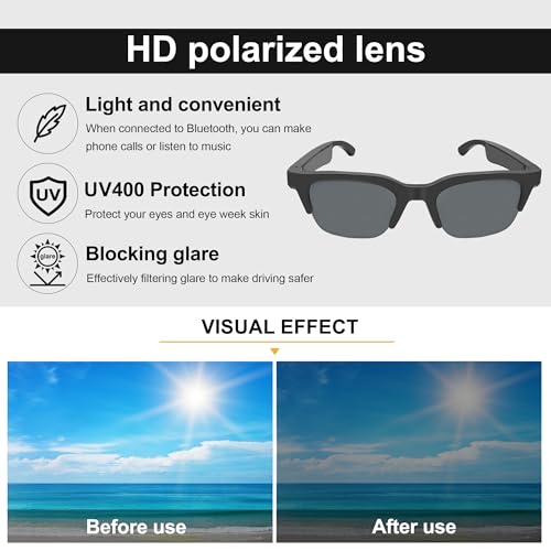 RERBO Smart Bluetooth Audio Sunglasses with Mic