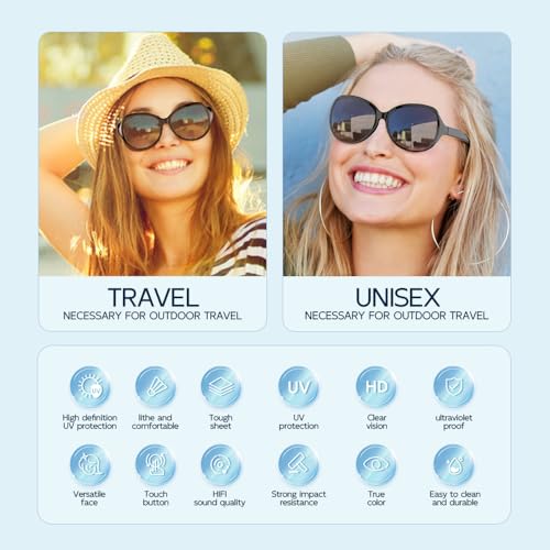 Smart Bluetooth Audio Glasses with Mic & Speaker