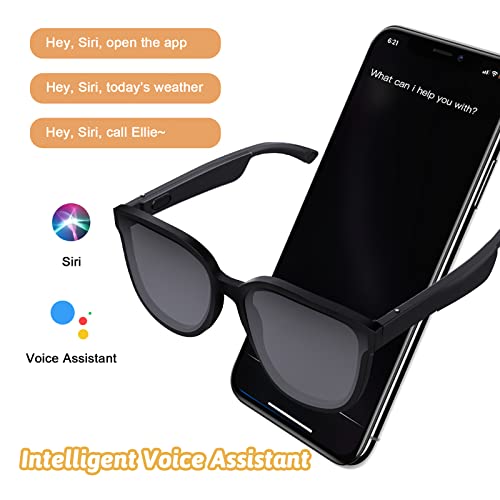 KONLEYA Voice-Control Bluetooth Sunglasses with Music & Calls