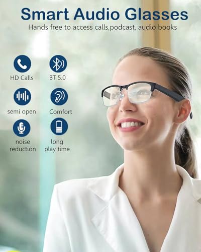 Bluetooth Smart Glasses with Mic and Speakers