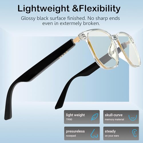 Smart Bluetooth Glasses with Speakers and Voice Assistant