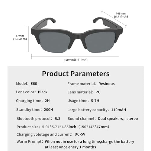 RERBO Smart Bluetooth Audio Sunglasses with Mic