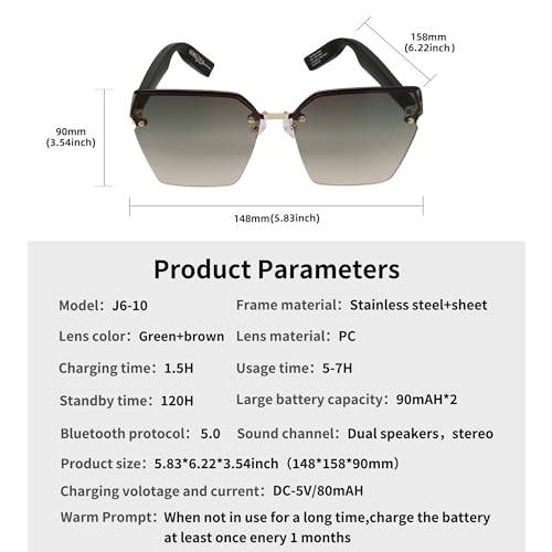 KONLEYA Bluetooth Smart Glasses with Gradient Lens