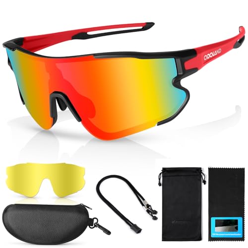 Odoland Polarized Sports Sunglasses with Interchangeable Lenses