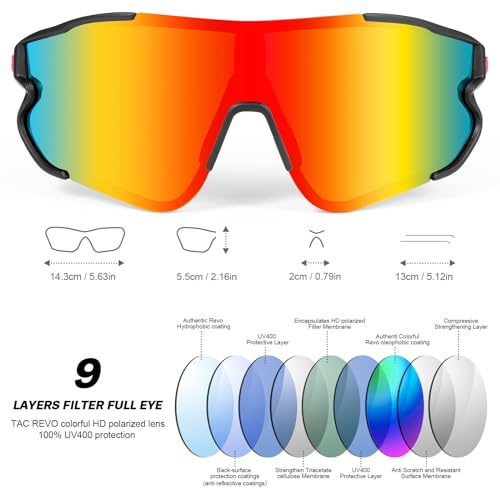 Odoland Polarized Sports Sunglasses with Interchangeable Lenses
