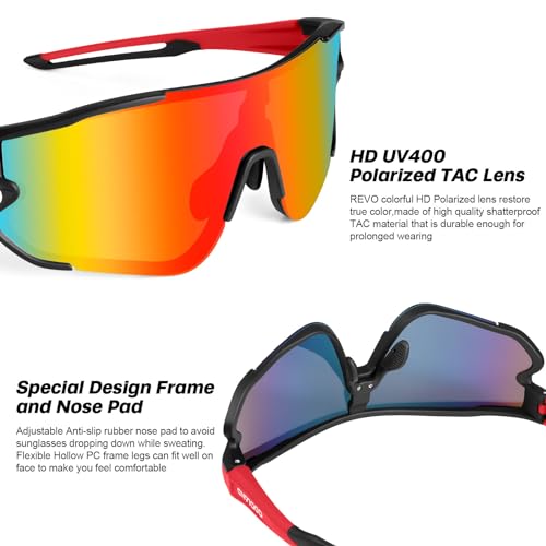 Odoland Polarized Sports Sunglasses with Interchangeable Lenses