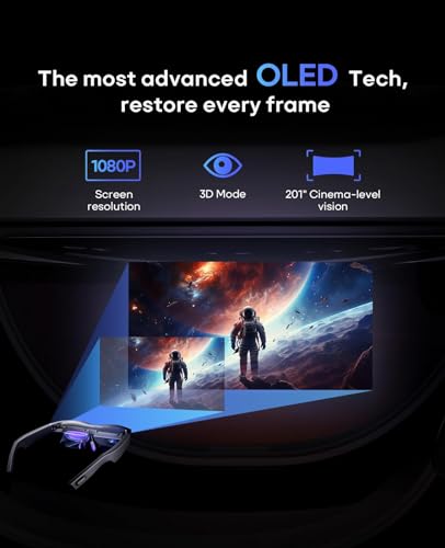 AR Smart Glasses with 201" Virtual Theater Display
