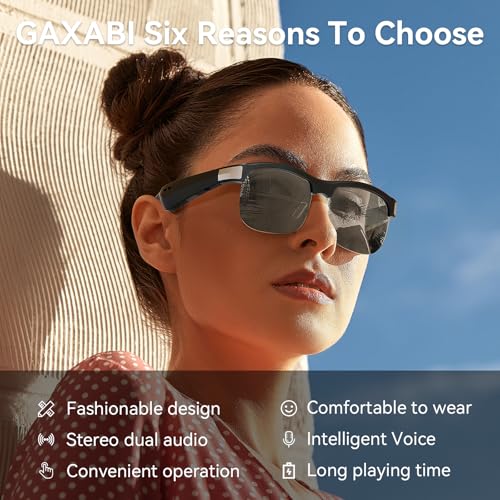 GAXABI Bluetooth Smart Glasses with Mic and Speakers