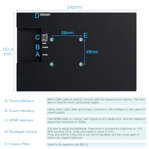 10.1" IPS Touchscreen HDMI Monitor for Tech Devices