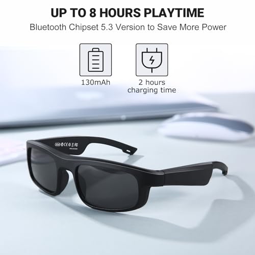 Bluetooth Smart Glasses with Mic & UV Protection