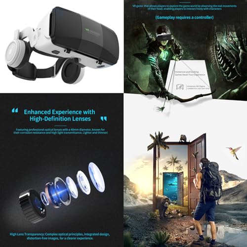 3D VR Headset with Controller & Headphones