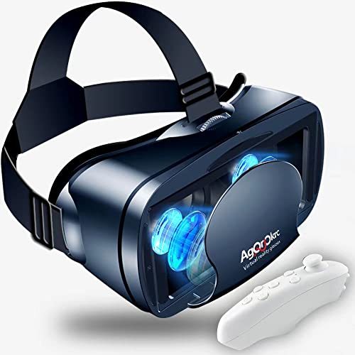 Adjustable 3D VR Headset with Controller for Phones